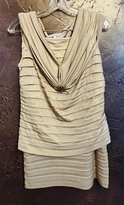 lot 356 image: Stunning Gold Shimmery Two Piece Top and Skirt by Cache Luxe
