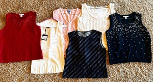 lot 382A image: Womens Sleeveless Shirts in Pink, Red, Blue and More by St John and Escada