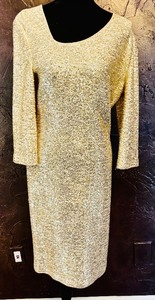 lot 386A image: Shimmery 34 Sleeve Gold and Sequins Dress by St John