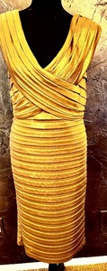 lot 421 image: Golden Beauty Tadashi Evening Gold Dress with Embellishing and Contouring