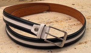 lot 443 image: Mens La Moda White and Black  Leather Belt