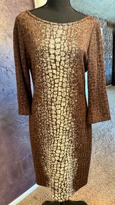 lot 437 image: St. John Brown Pattern Knit Dress  St. John Santana Knit Dress