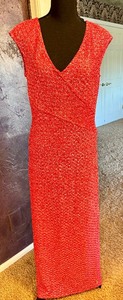 lot 418A image: Elegant PinkCoral Sparkly St. John Evening Gown