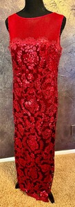 lot 410 image: Gorgeous Tadashi Shoji Red Sequin Evening Gown