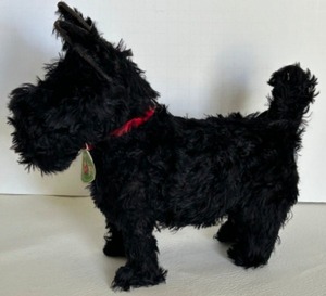 lot 20 image: Vintage 60s Roly-Toys Black Terrier Plush Little DOG Child Toy NOS with Original Tag Western Germany