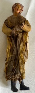 lot 22 image: Antique 18th c. ITALIAN Female Neapolitan Presepio CRECHE Doll Figure 1700s w Glass Eyes