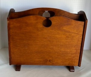 lot 33 image: Vintage Wooden Floor Magazine Rack w Two Compartments