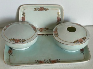 lot 35 image: Antique Royal Austrian Porcelain Vanity Set Circa 1914 - Qty 6 pcs