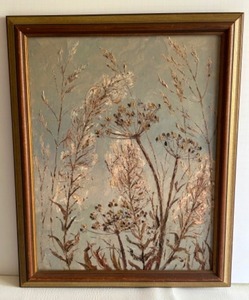 lot 44 image: Vintage Original Framed  OIL PAINTING of Textured Grasses Unsigned