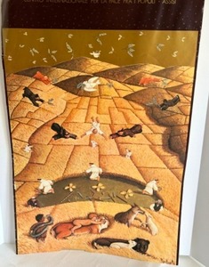 lot 50 image: Vintage Rare POSTER Featuring Art Work by NORBERTO PROIETTI Promoting Peace & Animals