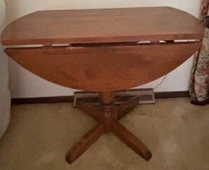 lot 52 image: Vintage Small Round Table with Fold Down Sides Apartment Small House Living