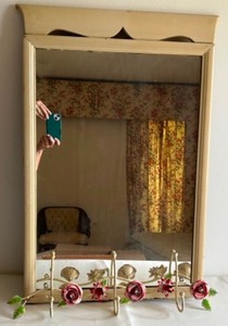 lot 58 image: Vintage MIRROR and Toleware Wall Hook Bedroom Decorating
