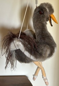 lot 59 image: Vintage Jeanne Toys Bouncy Quirky Childs Plush BABY EMU Toy on Springs
