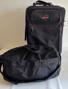 lot 63 image: CIAO Black Canvas Rolling Suitcase and Coordinating Duffle Bag