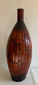 lot 78 image: Large EAST INDIES Bamboo Split Wood Shaped 36 Tall Decorative Vase