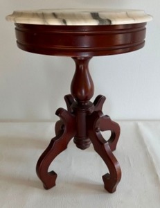 lot 16 image: Antique Victorian White Marble Topped Side TABLE Mahogany Pedestal Base