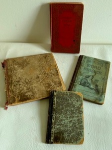 lot 109 image: Antique School Books From the 1800s Basic Reader, Word Primer, Spelling Book & Novel