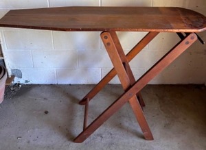 lot 158 image: Antique Solid Wood Folding Ironing Board Nice Rich Brown Patina