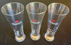 lot 166 image: Vintage DIEKIRCH German Beer Pilsner Glasses Logo Printed Glassware Beer Collectibles - Qty 3