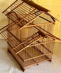 lot 169 image: Vintage Fine Handmade Bamboo BIRD CAGE Japanese Style Room Decor