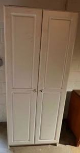 lot 174 image: Classic White Storage Cabinet, Pantry With Many Storage Compartments & 2 Doors