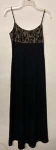 lot 191 image: Vtg 90s MORGAN & Co. Evening Dress Black with Silver Laced Top w Spaghetti Straps Sz 34