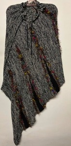 lot 202 image: Vintage Artsy Ladies Heather Knit Cape  SHAWL w Cinched Neckline Dressy Cool Weather Clothing