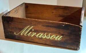lot 220 image: Vintage MIRASSOU Stamped Wooden Crate BOX Collectible Woodenware