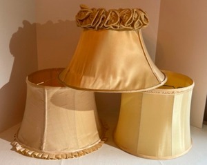 lot 223 image: Antique Victorian Silk Ruffle and Decorative LAMP SHADES - Qty 3