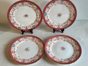 lot 457 image: Vintage VILLEROY & BOCH Porcelain Floral Edged Dinner Plate Lot - Qty 4
