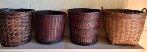 lot 409 image: Various Sized, Various Colored Round Wicker Baskets - Qty 4