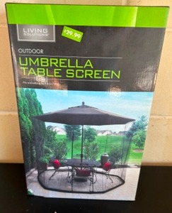 lot 337 image: New in Box LIVING SOLUTION Outdoor Patio Umbrella Netting Screen