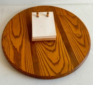lot 329 image: Handcrafted Solid Wood,  Large Lazy Susan and Wooden Peg Memo Holder