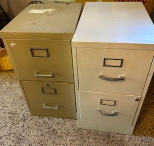 lot 324 image: Vintage Pair of Two Drawer File Cabinets Metal Storage Pieces