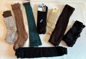 lot 377 image: Long Winter Wool Socks and Leg Warmers in Various Colors and Styles