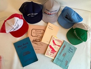 lot 383 image: Vintage Trucker Hats in Multiple Colors and Antique Booklet Yearbooks from Barrett Minnesota