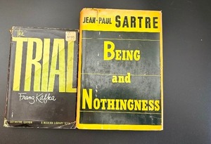 lot 395 image: Vintage Books The Trial by Franz Kafka Definitive Edition 1937 and  Being and Nothingness by Jean-Paul Sartre 1956