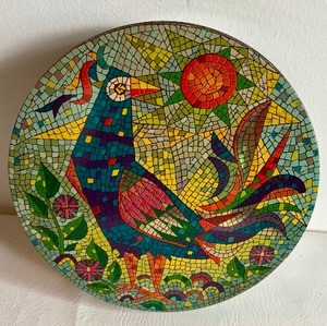 lot 300 image: Vintage MCM Mosaic Colorful DODO BIRD Biscuit Tin VERKADE Holland Container
