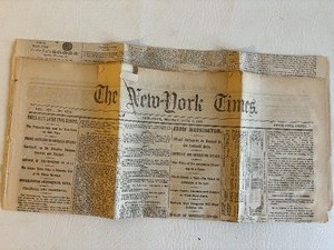 lot 298 image: Antique New York Times Newspaper Post Civil War Dated Monday June 5, 1865