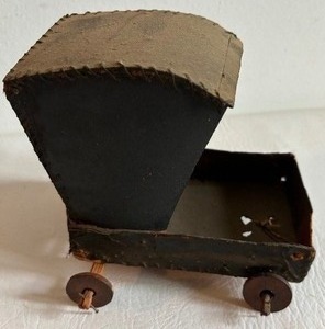 lot 295 image: Antique Amish Parchment Paper Handmade Toy Buggy Dated late 1800s