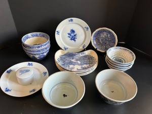 lot 472 image: Vintage Lot of Blue & White Transferware and Floral Dishes- Qty 17