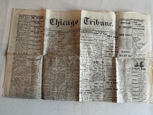 lot 297 image: Antique Chicago Tribune Post Civil War Newspaper dated Thursday November 9, 1865