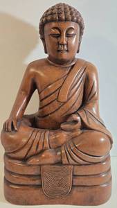 lot 30 image: Vintage Balinese Hand Carved Wood Buddha