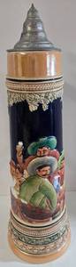 lot 13 image: Antique Pewter Lidded 21 Very Tall Beer Stein West Germany
