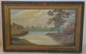 lot 6 image: Vintage Amateur Framed Scenic Painting 