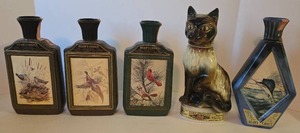 lot 85 image: Collectible BEAM Animals Gone Wild Decanters including Siamese Cat - QTY 5