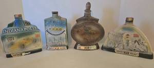 lot 66 image: 4 JIM BEAM Whiskey Historical Collectible Decanters 