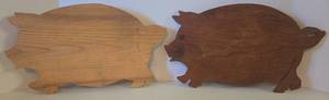 lot 67 image: 2 Vintage Homemade Wood Pig Cutting Boards