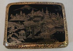 lot 108 image: Vintage Japanese Damascene Iron Gold Inlay Cigarette Case