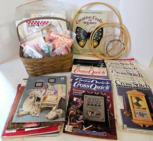 lot 122 image: All Things Cross Stitch and Vintage 1984 Longaberger Basket